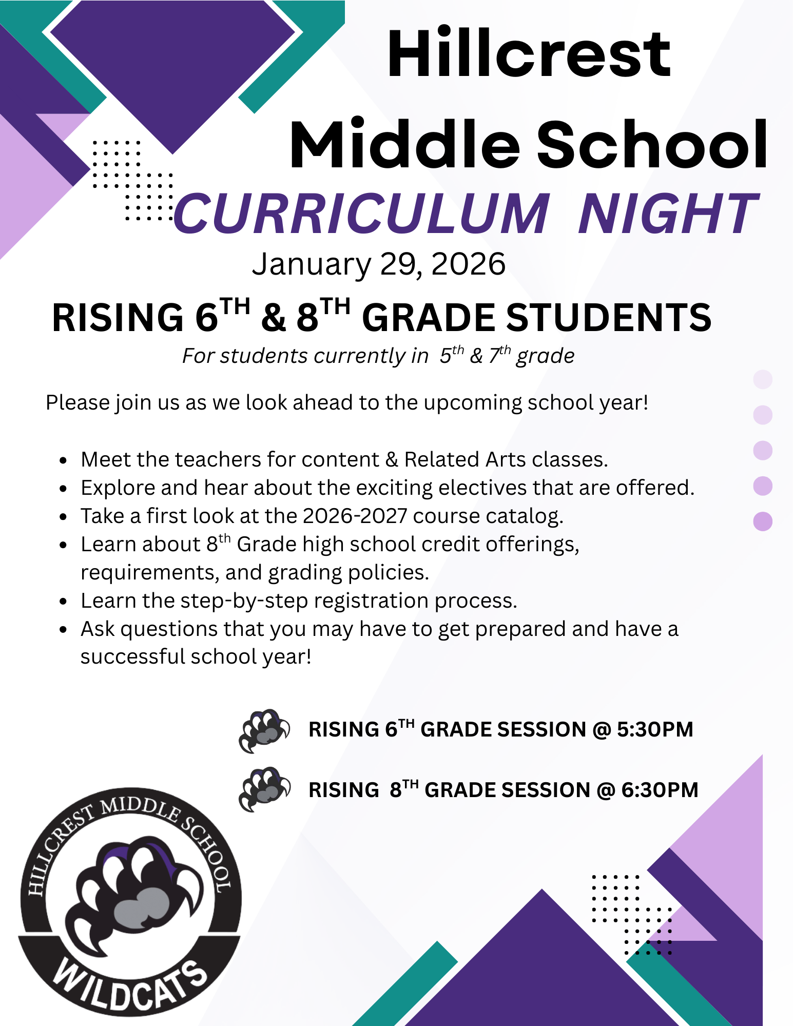 curriculum night flyer